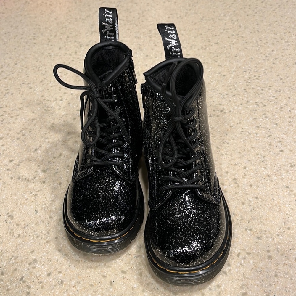 BRAND NEW Toddler 3-7 yo Dr Martins, black glitter
